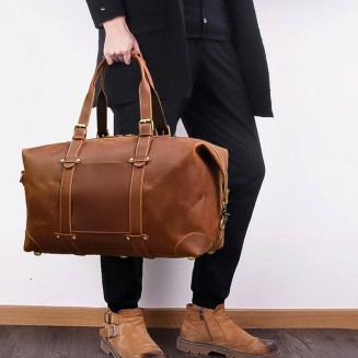 Elegant waterproof leather large-capacity travel bag