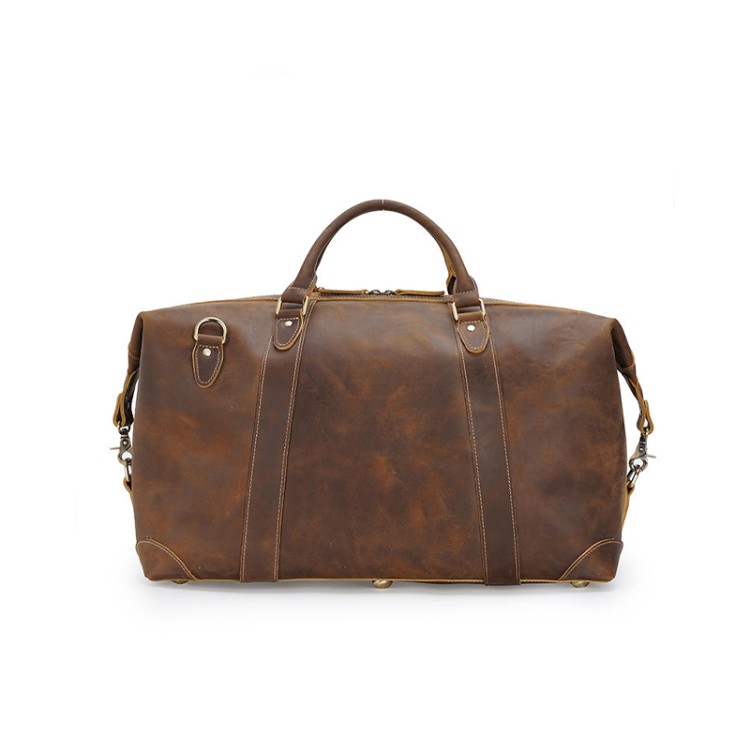 Large capacity durable leather travel bag