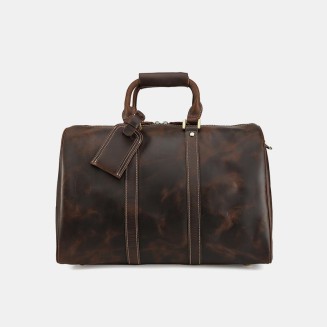 Dark brown durable leather travel bag