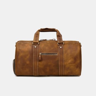 Portable water-resistant leather travel bag