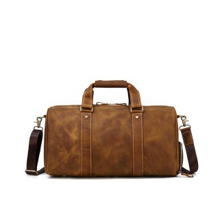 Portable water-resistant leather travel bag