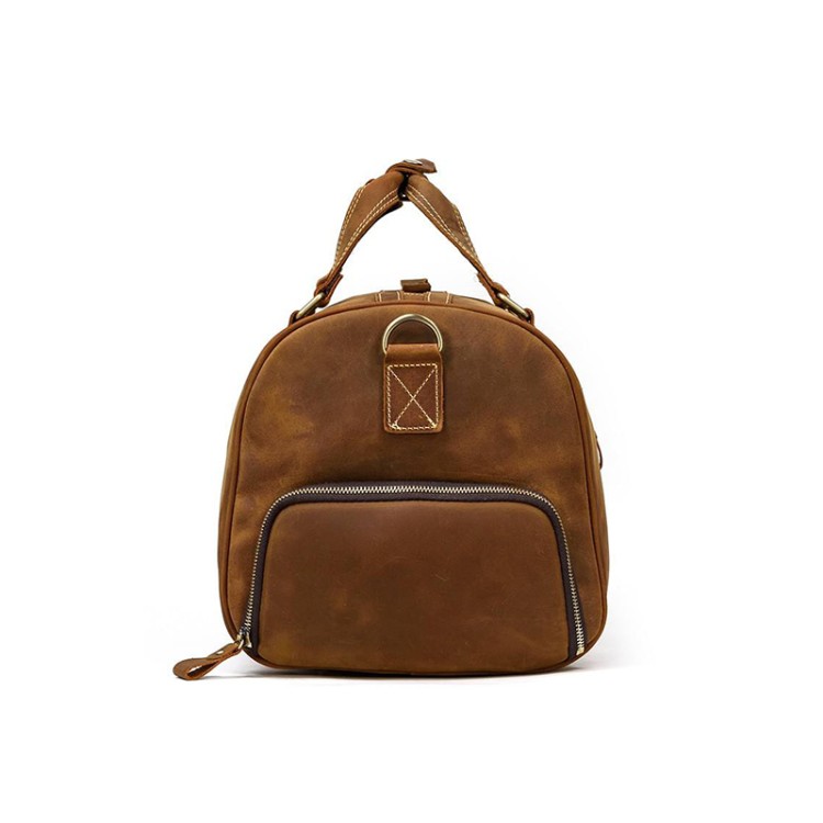 Portable water-resistant leather travel bag