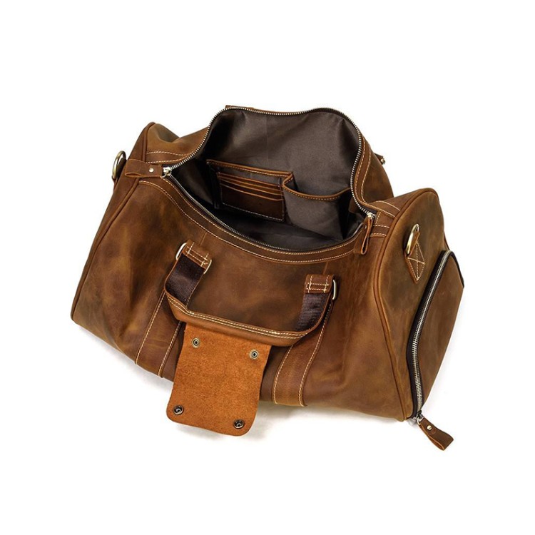 Portable water-resistant leather travel bag