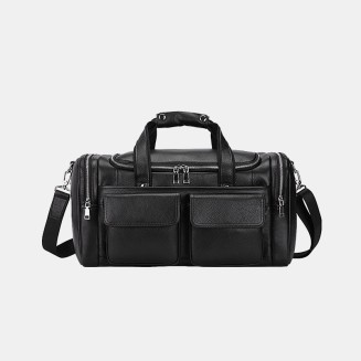 New fashionable black soft leather travel bag