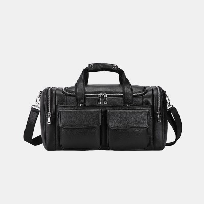 New fashionable black soft leather travel bag