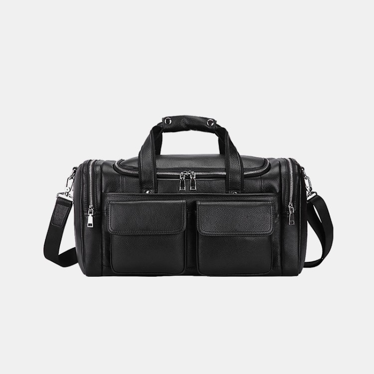 New fashionable black soft leather travel bag