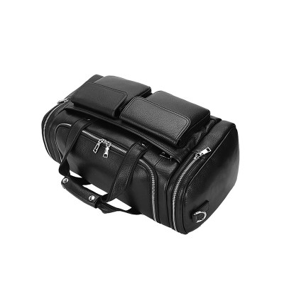 New fashionable black soft leather travel bag