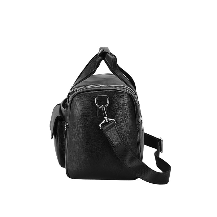 New fashionable black soft leather travel bag