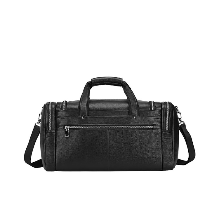 New fashionable black soft leather travel bag