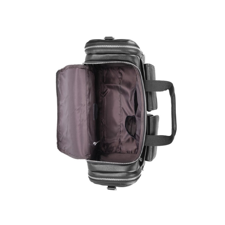 New fashionable black soft leather travel bag
