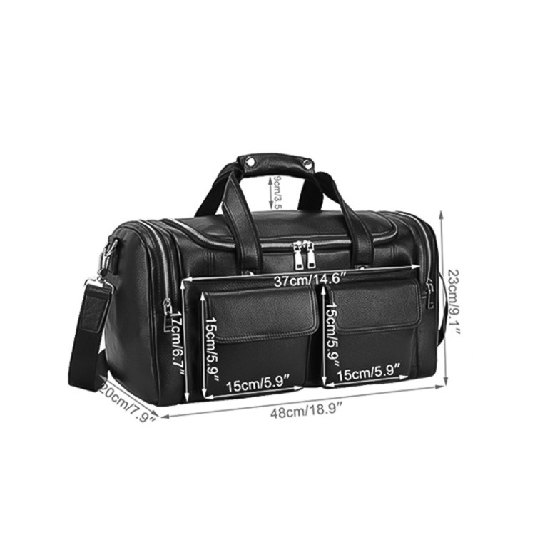 New fashionable black soft leather travel bag
