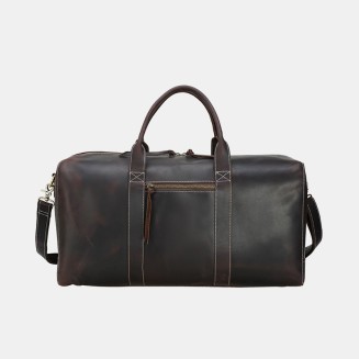 Durable large capacity genuine leather travel bag