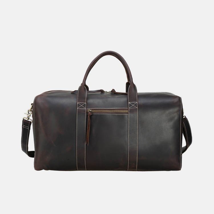 Durable large capacity genuine leather travel bag