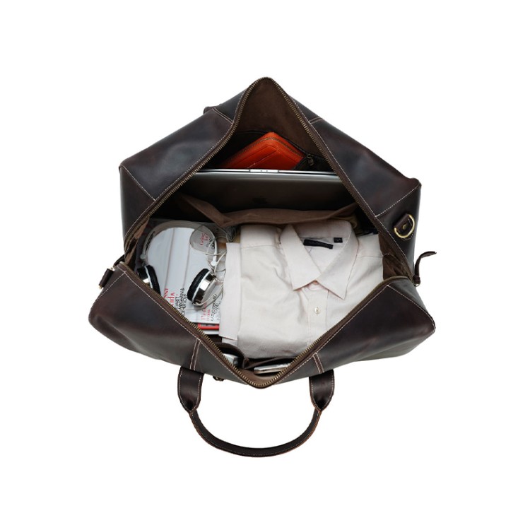 Durable large capacity genuine leather travel bag