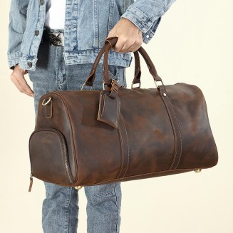 Retro spacious practical leather travel bag