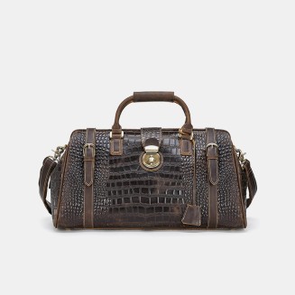 Crocodile pattern luxury large leather travel bag