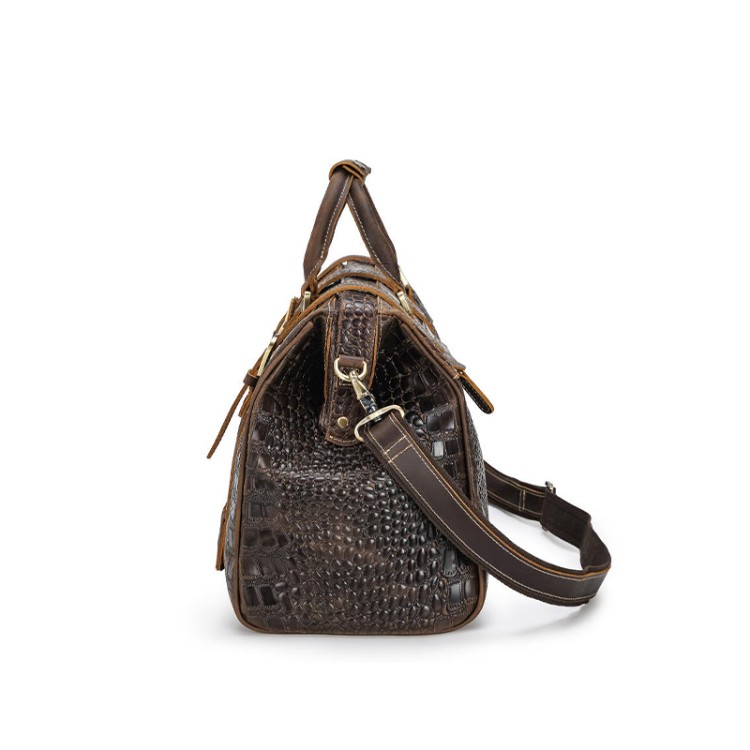 Crocodile pattern luxury large leather travel bag