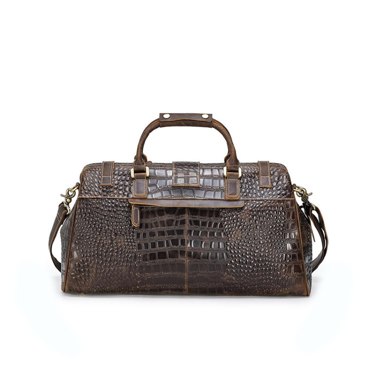 Crocodile pattern luxury large leather travel bag