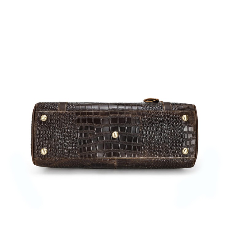Crocodile pattern luxury large leather travel bag