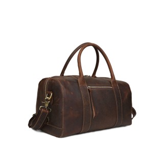 High-grade brown large-capacity leather travel bag