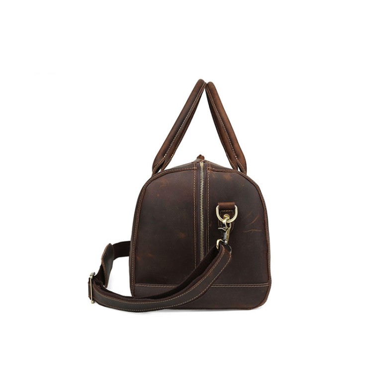 High-grade brown large-capacity leather travel bag