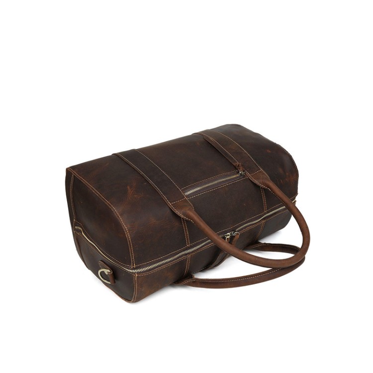 High-grade brown large-capacity leather travel bag