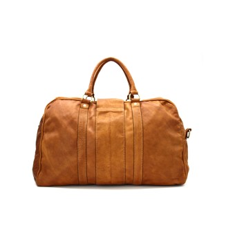 Brown large capacity genuine leather hand travel bag